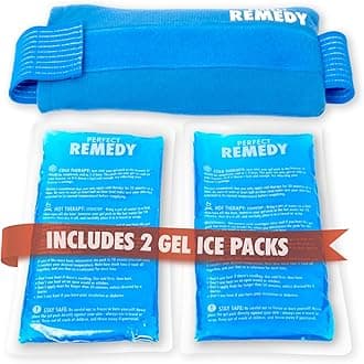 2-Pack Gel Ice Packs for Injuries with Strap Cover, Flexible Hot Cold Compress, Soothing Soft Ice Packs for aid in Injuries Conditions, Alternative to Hot Water Bottles (Blue, Regular)