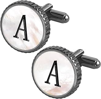 Cuff Links Mens Golden Silver Gunmetal Black, Cufflinks for Men Custom Initial Personalized Mother Of Pearl Mens Cufflink for Shirt Golden Silver Gunmetal Black Cuff Link Shirt for Wedding