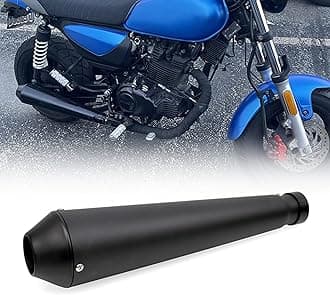 RYANSTAR RACING Stainless Steel Motorcycle Exhaust Muffler Silencer Pipe Inlet 1.46 1.54 1.65 1.77Inch Motorcycle Exhaust for Dirt Bike Street Bike Scooter(Black)
