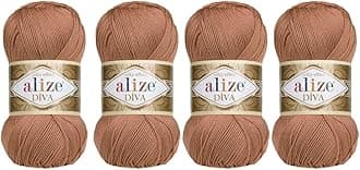 4 Balls Hand Knitting Yarn 100% Microfiber Acrylic Yarn Alize Diva Silk Effect Thread Crochet Art Lace Craft Lot of 4 skeins 400gr 1532yds (261)