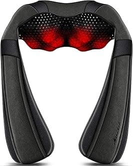 Mirakel Shiatsu Neck & Back Massager with Heat - Deep Tissue Neck, Back & Shoulder Pain Relief - Ergonomic Design Shoulder Massager, Electric Kneading Whole Body Massage Pillow Gifts for Women, Men