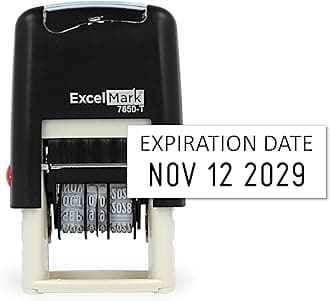Expiration Date - ExcelMark Self-Inking Rubber Date Stamp - Compact Size - Black Ink