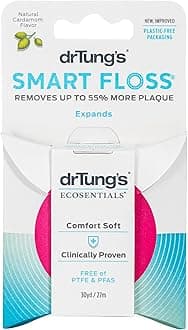DrTung's Smart Floss - Natural Floss, PTFE & PFAS Free Floss, Gentle on Gums, Expands & Stretches, BPA Free - Natural Dental Floss Cardamom Flavor (Pack of 1)