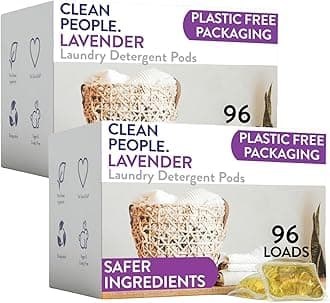 Clean People Laundry Washing Capsules - Plant-Based, Hypoallergenic Laundry Capsules - Ultra Concentrated, Plastic Free, Recyclable Packaging, Stain Fighting - Lavender, 192 Pack