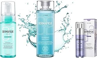 Dermafique Age Defying Face Serum moisturizer for All Skin (50 ml) & Dermafique All Important Skin Toner, 150 ml & Dermafique Acne Avert Cleansing Mousse, 150 ml