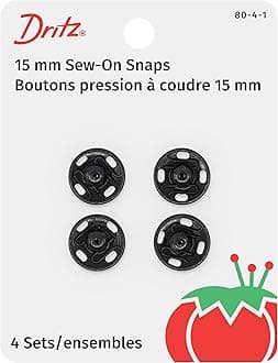 Dritz 80-4-1 Sew-On Snaps, Black, Size 4 4-Count