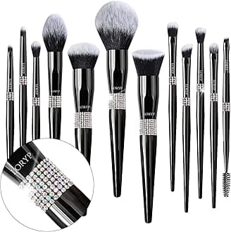 LORYP Makeup Brushes Set -Premium Synthetic Foundation Concealer eyeliner eyebrow Contour Diamond make up brush set for Women (12 Pcs-Black)
