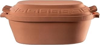 KADAX Oval Clay Roasting Pan, Ceramic Pot with Lid and Side Handles, Steamer Made from Natural Materials, Casserole Dish for Fat-Free Cooking, Roasting Pot (6L)