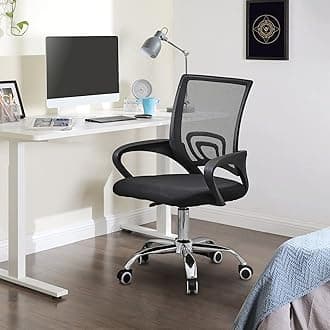 CLIPOP Black Mesh Office Chair, Modern Computer Desk Chair with Lumbar Support Height Adjustable Executive Task Chair for Home Office Furniture