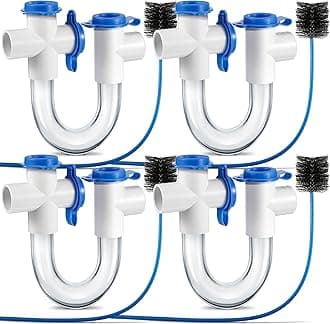 3/4 Inch Standard Condensate Trap with Cleaning Brush, PVC U Trap for HVAC Systems, Air Conditioner, Effectively Drains Condensate(4 Pack)