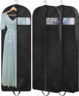 KIMBORA 60" Dress Garment Bags for Hanging Clothes Travel, Gusseted Garment Bags for Closet Storage with Handles for Long Gowns, Coats（3 Packs）