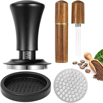 XCSOURCE58mm Espresso Tamper Set 4-Piece, Spring Loaded Coffee Tamper with Stainless Steel Base, Puck Screen and Silicone Mat, Fits for 58mm Portafilters, Gifts for Barista Coffee Lovers