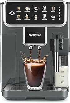 Automatic Espresso Machine Coffee Maker 12 Cup with Grinder Cappuccino Latte Americano Machine with Milk Frother for Home/Office (Gray)