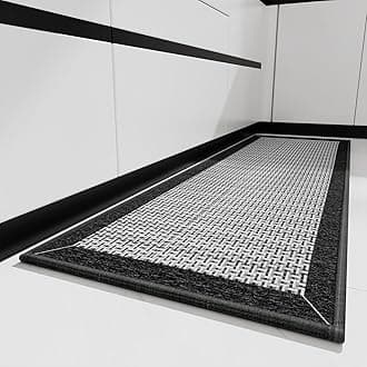 PADOOR Kitchen Mats for Floor, Kitchen Rugs Non Slip Washable, Rubber Backed Kitchen Runner Super Absorbent Kitchen Floor Mat Sink Rug, 20”x32” Black