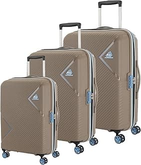 American Tourister Kamiliant Set of 3 Trolley Bags 55 Cm, 68 Cm and 79 Cm Small, Medium and Large Hard-Sided Polypropylene 4 Wheeler Spinner Luggage (Fossil Grey, Set of 3)