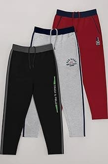 Boys Regular Fit Blended Cotton Stylish Track Pants - Pack of 3
