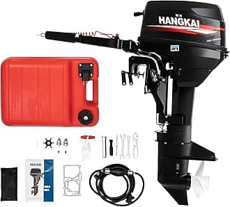 2-Stroke 12HP Outboard Motor, 169CC Heavy Duty Outboard Short Shaft Marine Engines w/Water Cooling & CDI Ignition System, Boat Engine for Kayaks Canoes Dinghies Inflatable Boats, 4500-5500RPM
