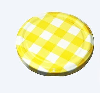 Metal Lug Cap 82 mm Lid for Glass Storage Jars and bottles (brand peerul) (Pack of 48, Yellow Checkered)