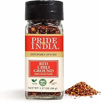 Pride of India – Red Chili Flakes – Gourmet Spice/Culinary Must Have – Pleasant Heat/Distinct Flavor & Aroma – Sprinkle onto Pizza/Pasta/Flatbread – Easy to Use – 1.6 oz. Small Dual Sifter Jar
