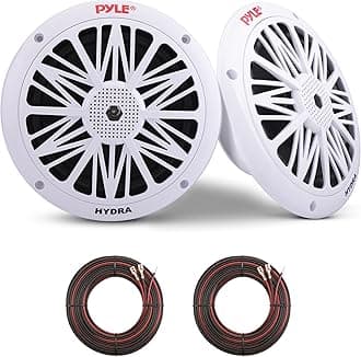 PLMR62 Dual 6.5'' Water Resistant Marine Speakers, 2-Way Full Range Stereo Sound, Built-in Tweeters, 200 Watt, White (Pair)