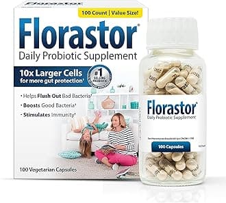 FlorastorProbiotics for Digestive and Immune Health, 100 Capsules, Probiotics for Women & Men, Helps Flush Out Bad Bacteria, Boosts The Good with Our Unique Strain Saccharomyces Boulardii