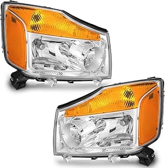 WEELMOTO Headlights for 2004-2015 Nissan Titan / 2004 Pathfinder Armada, Headlight Assembly Compatible with 2005-2007 Armada Headlamp Replacement