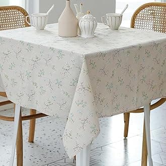 YiHomer Pastoral Square Tablecloth - 52 x 52 Inch Table Cloth - Washable Table Cover with Dust-Proof Wrinkle Resistant for Restaurant, Picnic, Bistro, Indoor and Outdoor Dining, Gardenia
