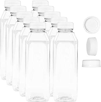 16 Oz Plastic Bottles White Caps 10 Pack