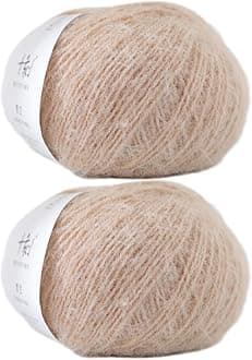 Snowbaby Wool Acrylic Blend Long Pile Yarn,(Worsted) Warm and Luxurious Fuzzy Yarn for Knitting and Crocheting DIY Hats Scarves Sweaters, 2 * 3.52oz/100g 207yds(02-Wheat)