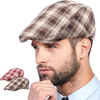LADYBRO 2Pack Unisex Flat Cap Newsboy Hats for Men Women, Scally Cap Summer Hat for Golf