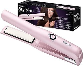 Beurer HS20 Cordless Rechargeable Hair Straightener With USB Charging Cable, 3 Fast-Heating Temperature Settings And Heat-Resistant Cover, Ideal For Travelling
