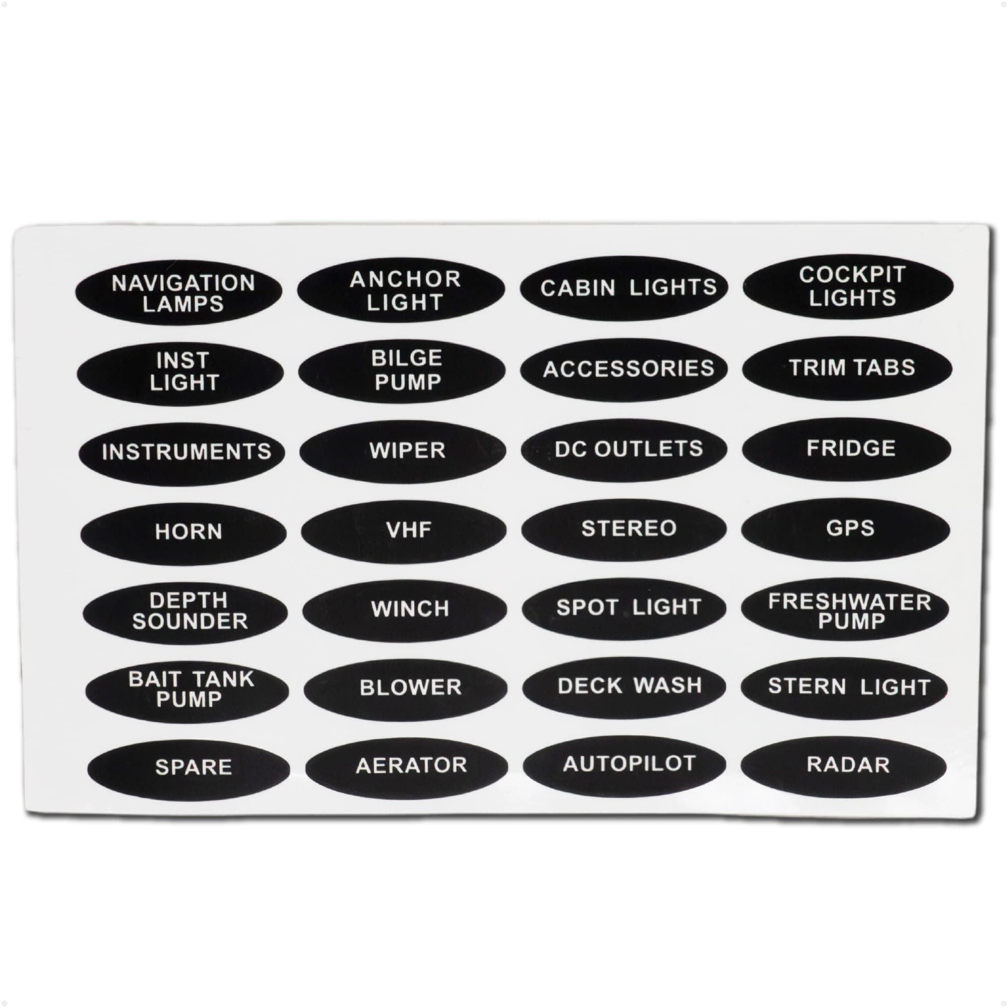 Five Oceans Boat Switch Panel Labels, 28 Pcs per Sheet, Marine Boat Dash Board Instruments Decal, Waterproof Rocker Switch Circuit Panel Sticker for Boats, RVs, Caravans - FO3929