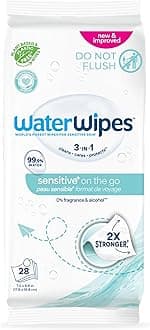 WaterWipes Sensitive+ On The Go Wipes, 3-In-1 Cleans, Cares, Protects, 99.9% Water, Unscented & Hypoallergenic Wet Wipes, 28 Count (Pack of 1)