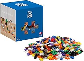 Plus Plus Building Blocks Toy - 600 pc Kids Construction Toys, Creative Learning Resources and STEM Play for Home and Travel - Girls and Boys Toys Age 5 Plus - Basic 600 Pieces