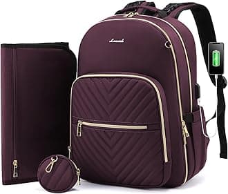 LOVEVOOKDiaper Bag Backpack, Quilted Baby Bag with Changing Pad & Pacifier Holder, Waterproof Travel Diaper Bags for Baby Boys Girls, Stylish and Large Capacity,Dark Purple