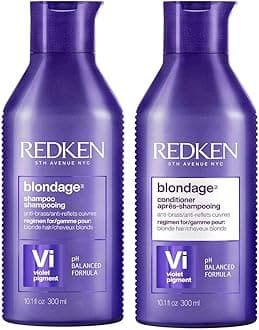 Redken Blondage Purple Shampoo and Conditioner Set For Blonde & Highlighted Hair - Neutralizes Brass & Moisturizes Hair With Pure Violet Pigments, Color Depositing, 10.1 Fl Oz (Pack of 2)