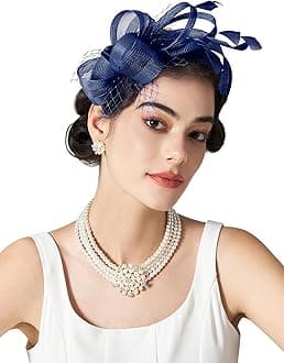 SWEETV Fascinators Headband with Feather, Women's Tea Party Hat for Kentucky Derby, Cocktail, Wedding, Fancy Dress Party