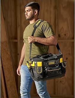 STANLEY FATMAX Round Top Rigid Tool Bag, Multifunctional Tool Storage Organiser, FMST1-70749