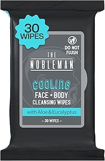 Men's Cooling Face + Body Cleansing Wipes, Eucalyptus - 30 Count
