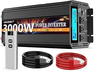 3000W Power Inverter 12V DC to AC 110V/120V (Peak) 6000W 3 Socket Car Inverter with Remote Control and LED Display 3.4A USB PortCarbonfree Certified