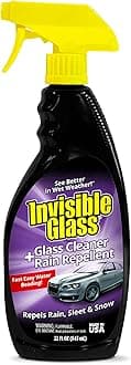 Invisible Glass 92184 Glass Cleaner + Rain Repellent 2-in-1 Windshield and Window Spray, Cleans Auto Glass, Repels Rain, Sleet, Snow, Improves Wet Weather Visibility – 22 fl oz
