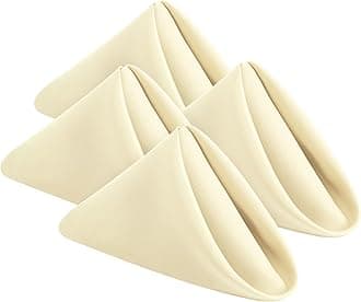 Utopia Home [24 Pack, Ivory] Cloth Napkins 18x18 Inches, 100% Polyester Hemmed Edges, Washable and Reusable Ideal for Parties, Weddings and Dinners