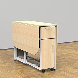 InnoFur Forito Folding 4,2 Seater Dinning Multipurpose Table| Dining Room Set Wooden with Steel Frame for Home and Kitchen (Regular (4 Seater), Beige)