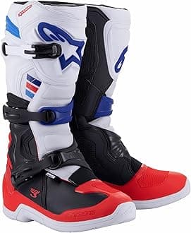 Adult Tech 3 Motocross Boot, 11, White/Bright Red/Dark Blue
