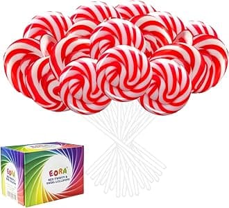 32 Pack Cranberry Red Twisty & Swirl Lollipops, Valentine's Day Swirl Lollipop Candies Individually Wrapped Bulk, Red Candy Lollipops Suckers for Birthday & Candy Buffet