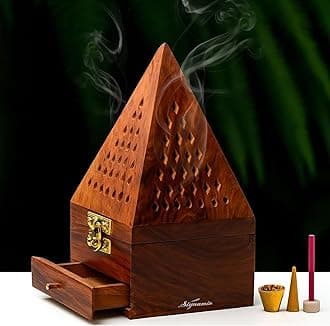 SIGNAMIO® Wooden Sambrani Dhoop Stand Incense Holder: Dhoop Dani Items for Home Mandir, Perfect Pooja Room Decoration and Pooja Thali Set Rituals -Pack of 1