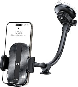 APPS2Car Car Mobile Holder for Dashboard 360 Long Arm Rotation Universal Car Dashboard Phone Holder Strong Suction Cup Anti-Shake Mobile Stand for Car for All iPhone Android Smartphone