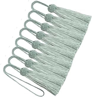 BEL AVENIR 8 Pcs Set Elegant Polyester Key Tassel Colorful Craft Tassels Charms Key Tassel for Christmas Tree DIY Craft Garland Project Wedding Home Party Decorations (Light Blue)