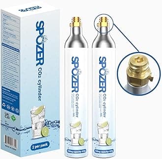 60L CO2 Cylinder For Sodastream, Exchange Carbonator Compatible With SodaMaker Appliances, Thread Cylindes Adaptation: FIZZ, ONE TOUCH, JET, etc. 2 Cylinders