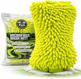 Microfiber Car Wash Mitt | Ultra-Soft Chenille | Car Wash Detailing | Dual Sided Sponge Glove | Scratch-Free | Auto Care Brush Mitt | Great for Cars, Trucks, Motorcycles & More